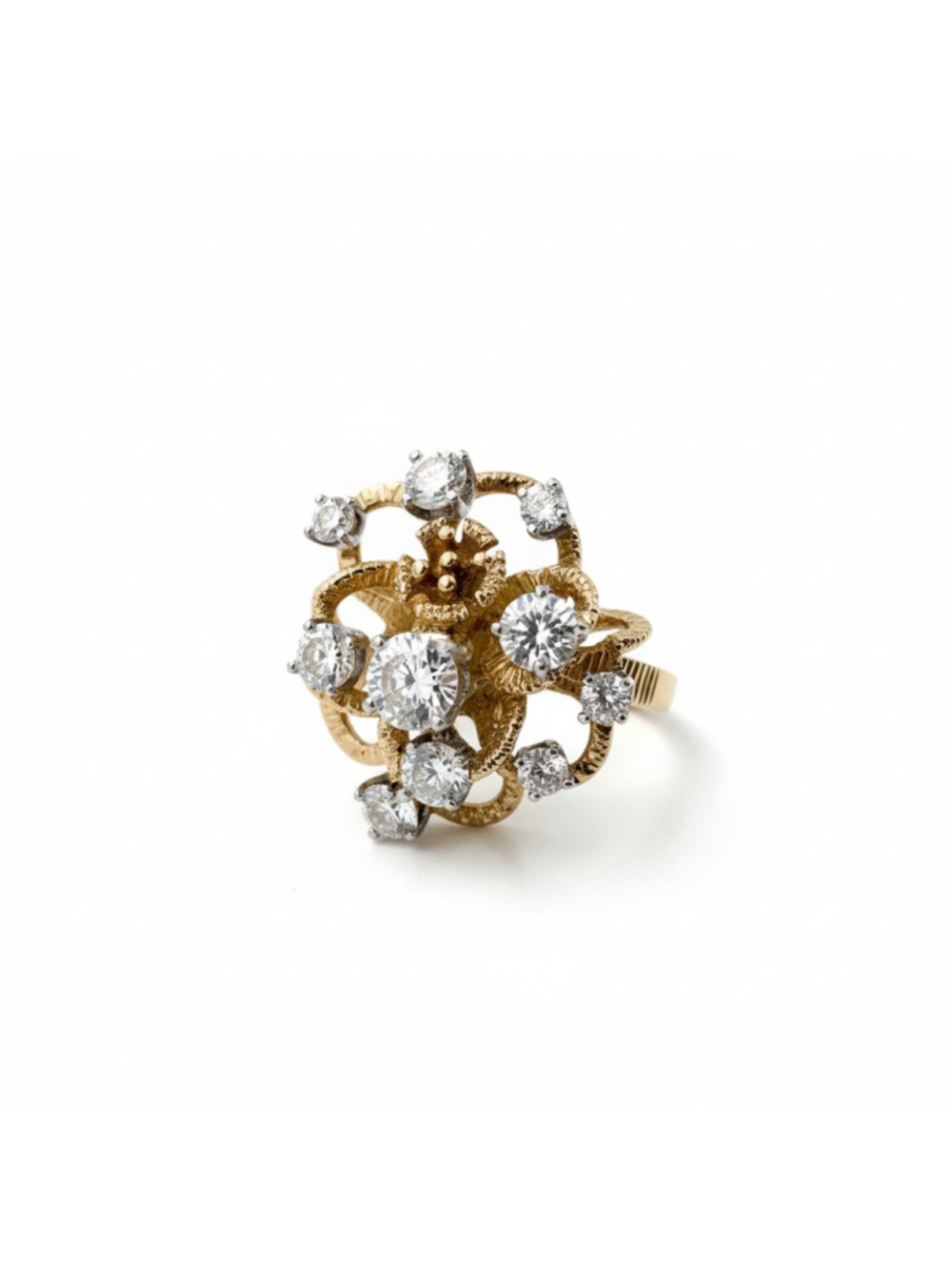 Vintage Diamond Cluster Ring 14K Gold Size 6 Old European Cut 1.5CT Retro Modern - Picture 9 of 12
